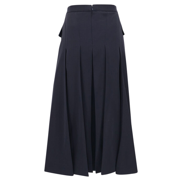 Pleated Wool-Blend Midi Skirt image number null