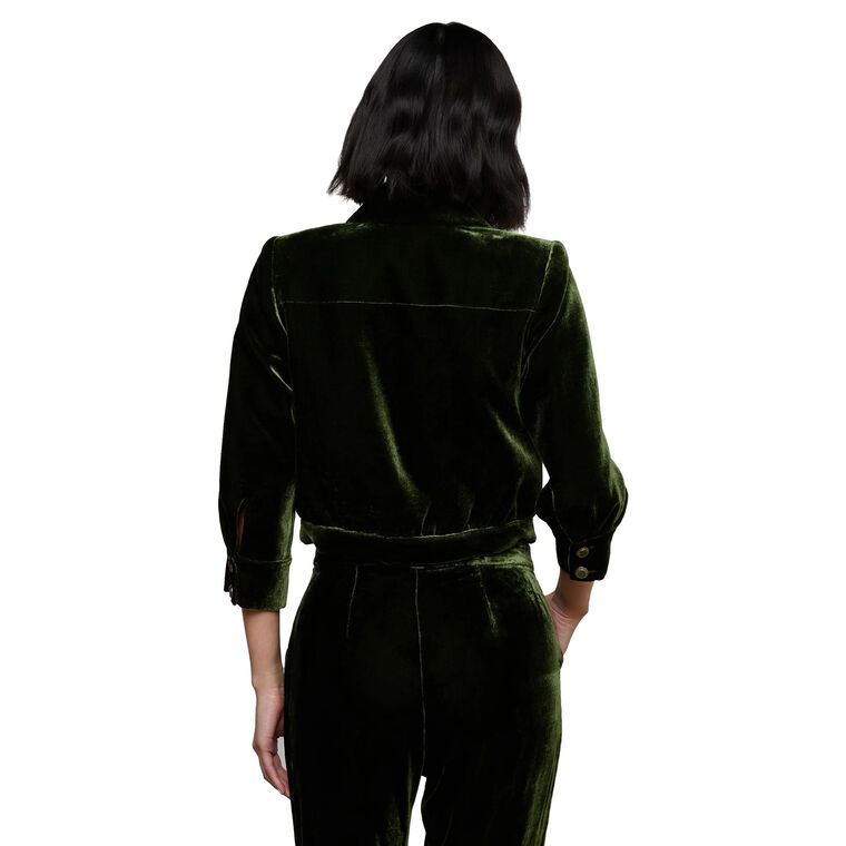 Jia Velvet 3/4 Sleeve Cropped Jacket image number null