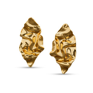Crumpled Gold Large Post Earrings