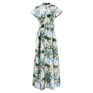 Marta Short Sleeve Belted Gown