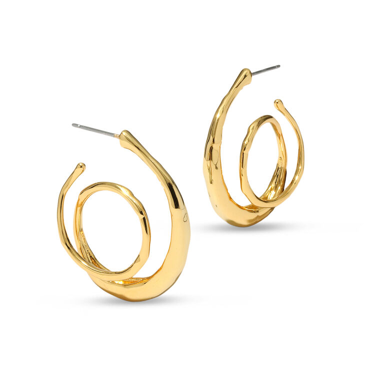 Molten Gold Spiral Hoop Earrings image number null