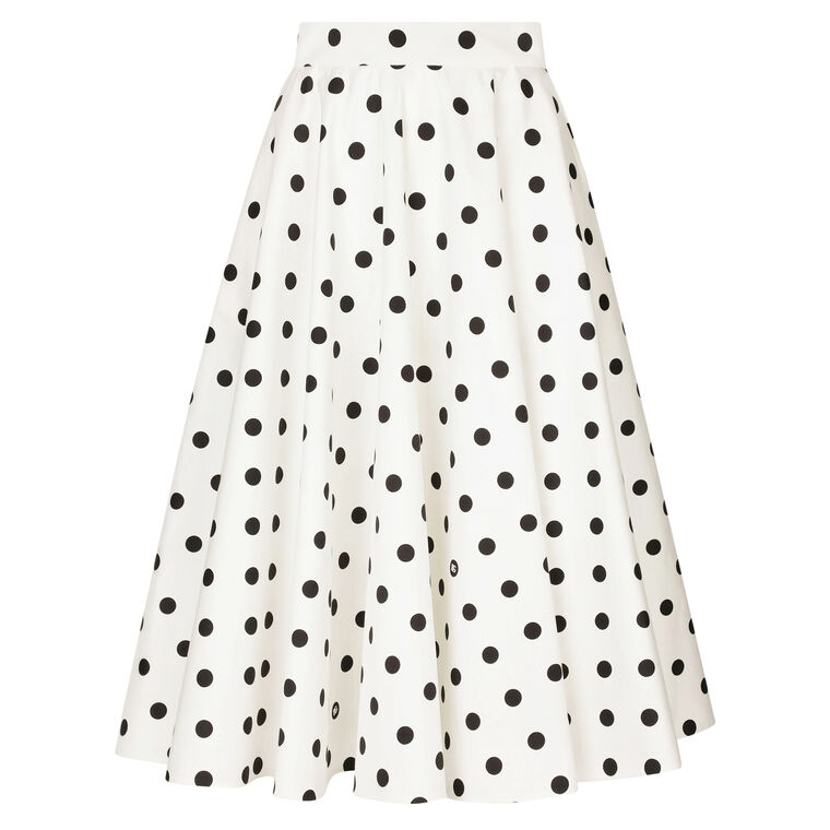 Cotton Drill Polka Dot Midi Circle Skirt image number null