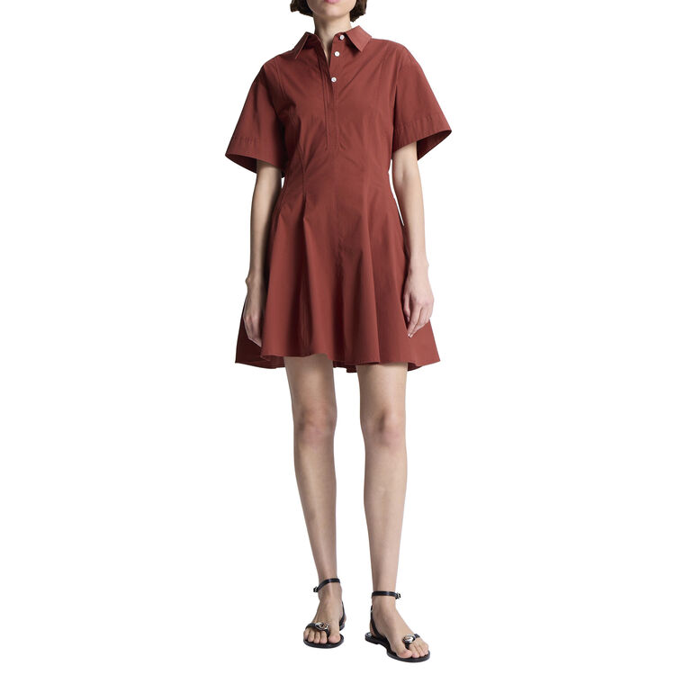 Dell Stretch Cotton Short Sleeve Mini Shirt Dress image number null