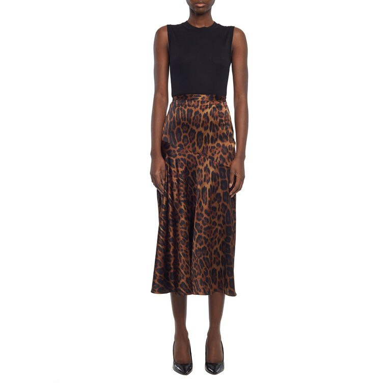 Tess Bias Cut Midi Skirt In Printed Silk Charmeuse image number null