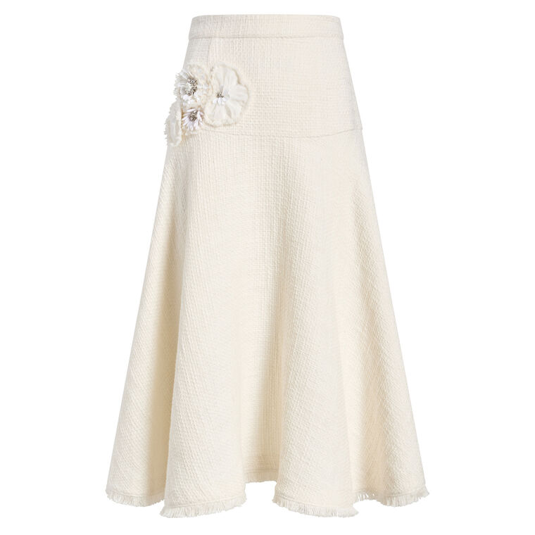 Henriette Crunchy Flower Tweed Midi Skirt image number null