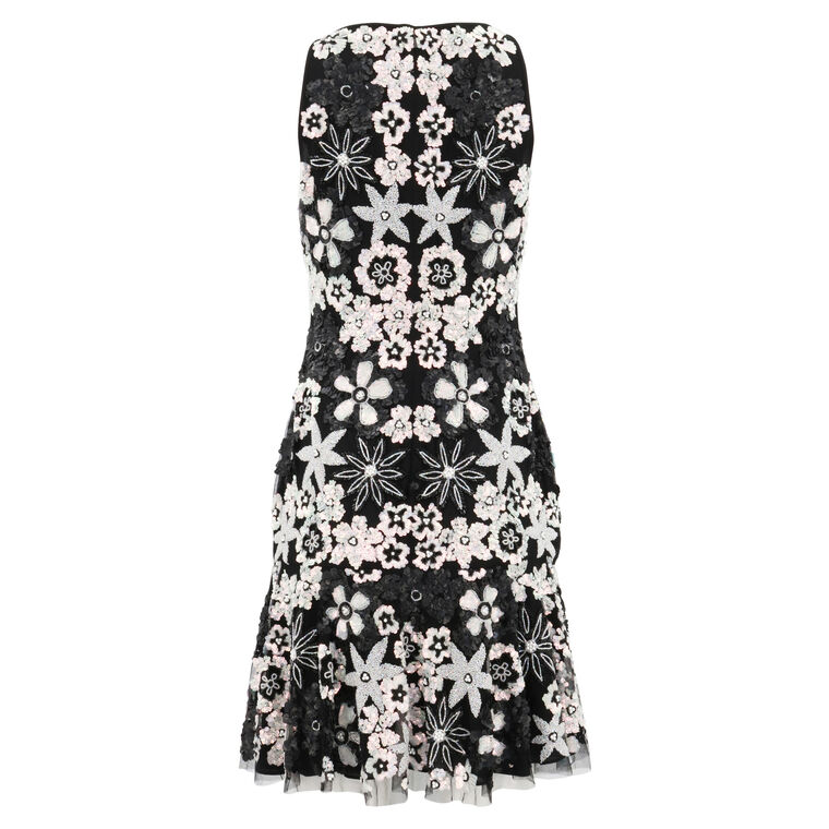 Floral Beaded Flippy Hem Cocktail Dress image number null