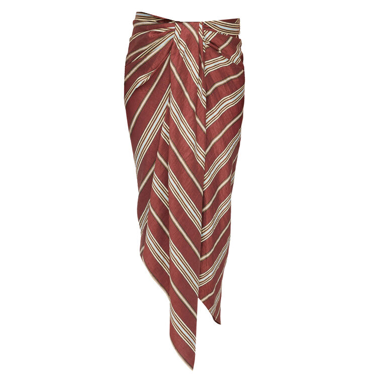 Rhodes Striped Linen Midi Skirt image number null