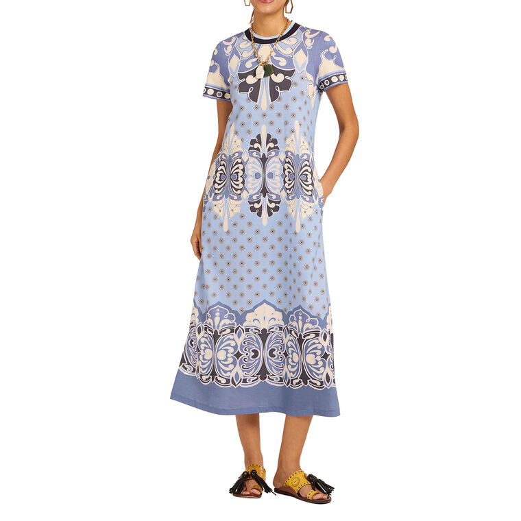 Short Sleeve Sporty Swing Midi Dress image number null