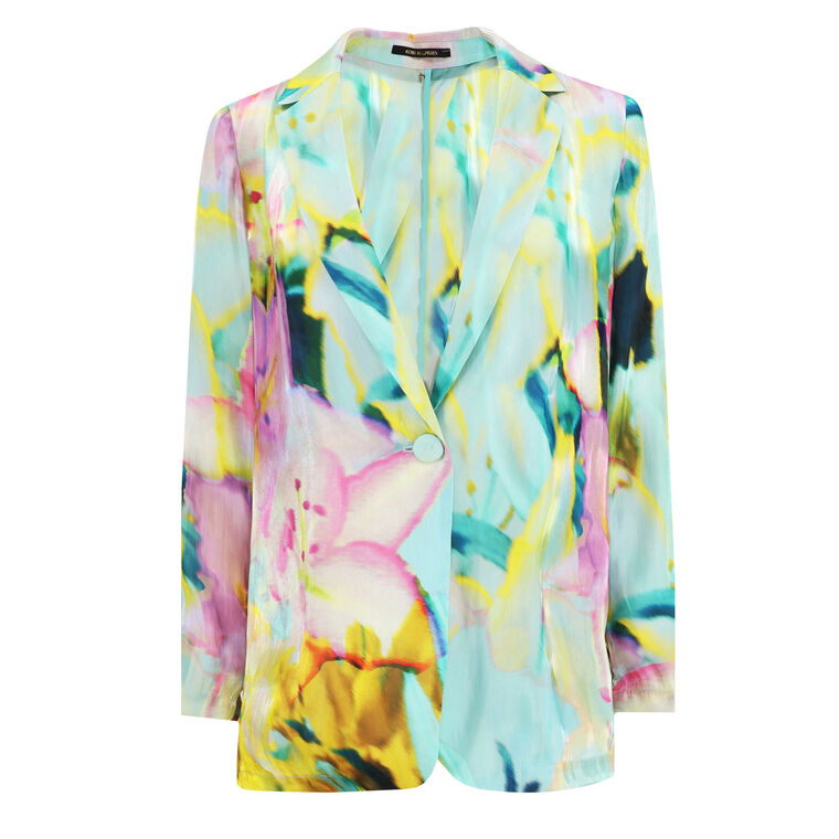 Joan Lotus Metallic Satin Jacket image number null