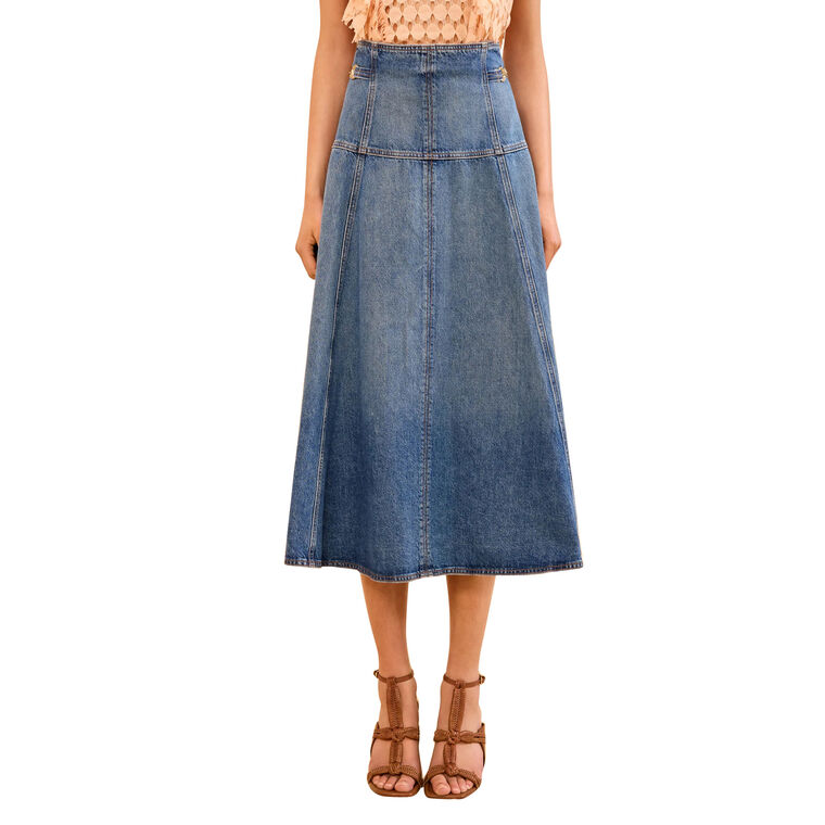 Brigette Denim A-Line Midi Skirt image number null