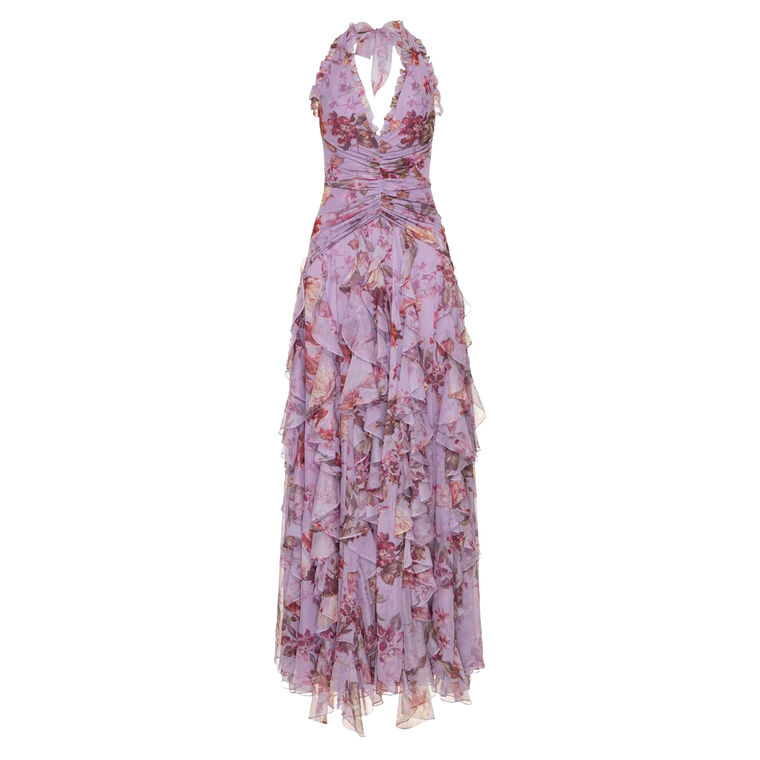 Floral Haze Stretch Tulle Maxi Dress image number null