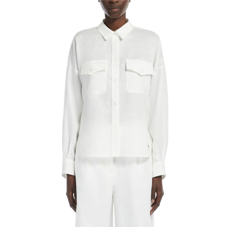 Spoleto Light Linen Button Front Shirt image number null