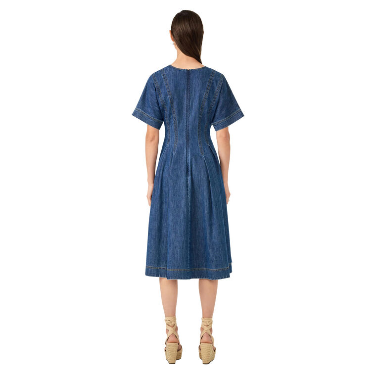 Ashe 2 Short Sleeve Denim Midi Dress image number null