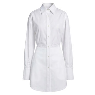 Long Sleeve Bunny Ear-Tied Mini Shirt Dress