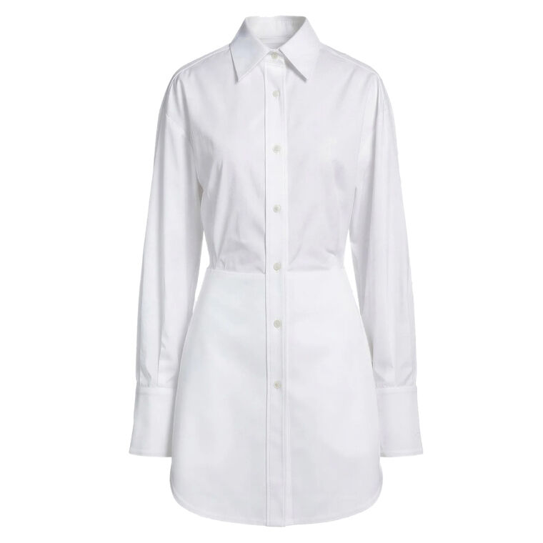 Long Sleeve Bunny Ear-Tied Mini Shirt Dress image number null