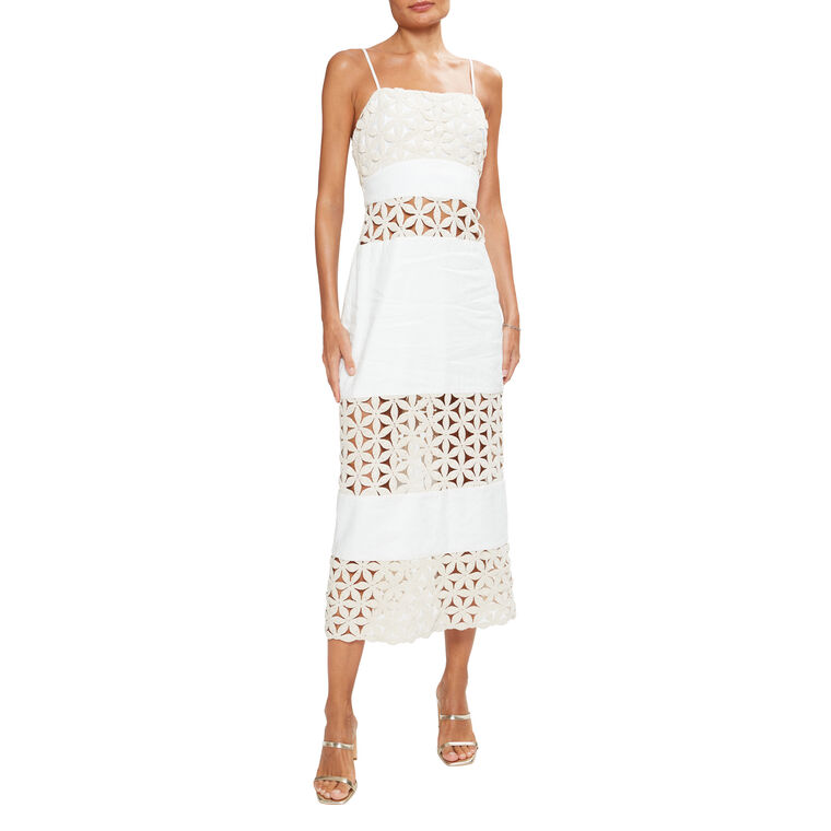 Abby Embellished Linen Cutout Midi Dress image number null