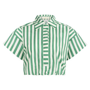 Sierra Short Sleeve Cropped Button-Up Top