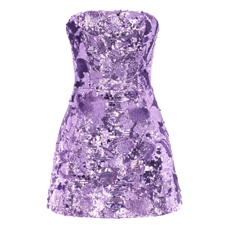 Linda Strapless Floral Sequin Mini Dress image number null