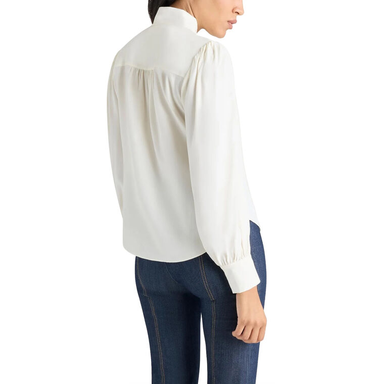 Scotlyn Long Sleeve Tie Neck Silk Top image number null