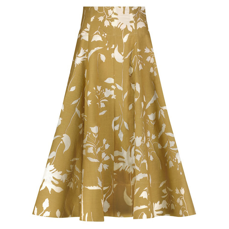Sheer Floral Jacquard Parker Midi Skirt image number null