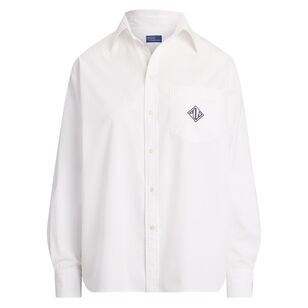 Oversize Fit Logo Long Sleeve Cotton Sport Shirt