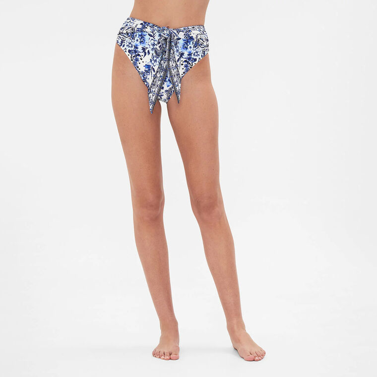 Tie Front High Waist Bikini Bottom image number null