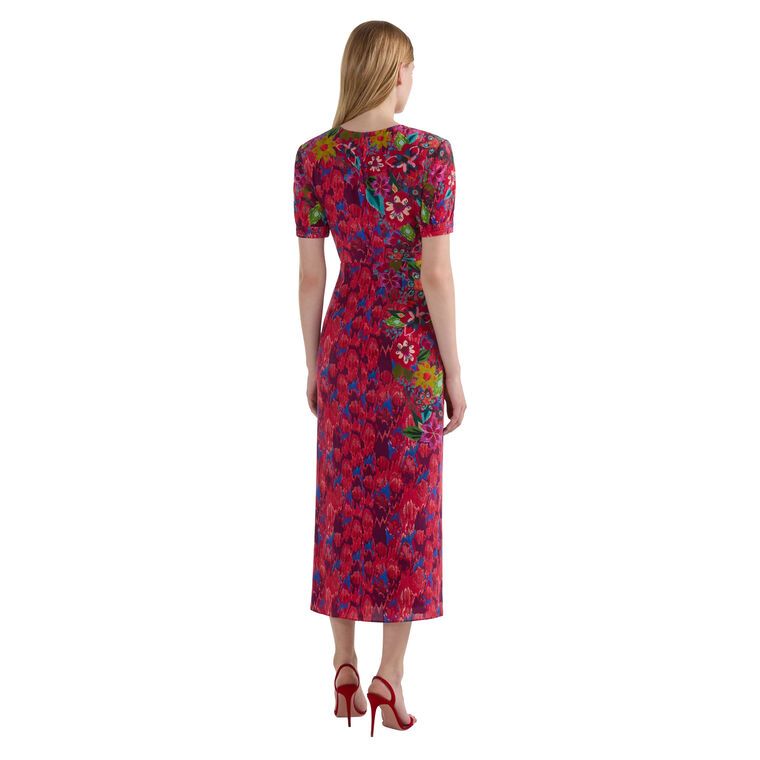 Devi Short Sleeve Front Slit Midi Dress image number null