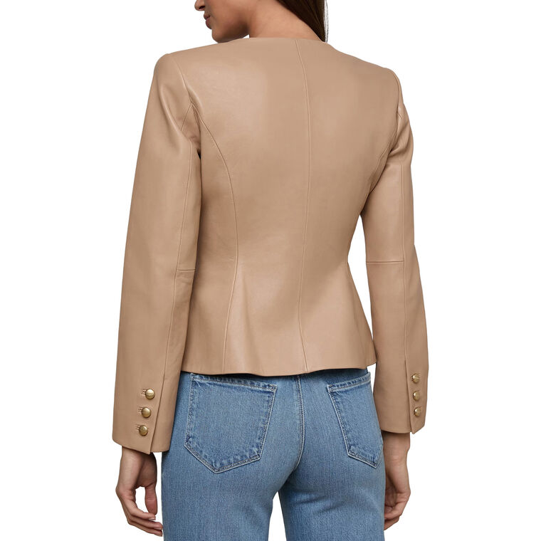 Mariella Collarless Leather Blazer image number null