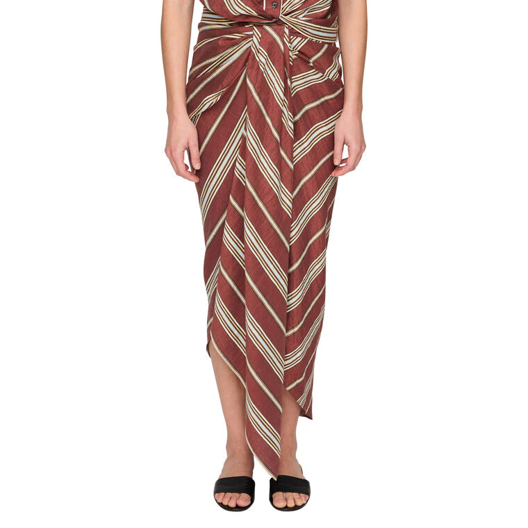 Rhodes Striped Linen Midi Skirt image number null
