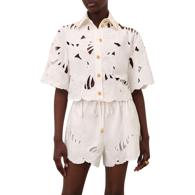 Mahon Short Sleeve Embroidered Crop Shirt image number null