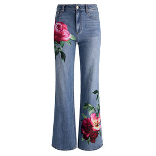 Chic Floral Print Wide-Leg Full Length Jean