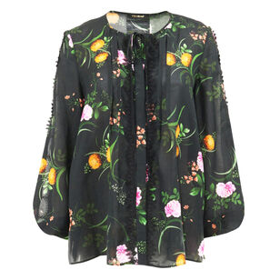 Ren Floral Lace-Trim Long Sleeve Blouse