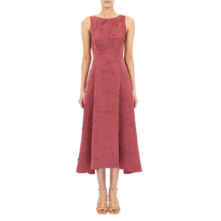 Georgia Sleeveless Crinkled Satin A-Line Midi Dress image number null