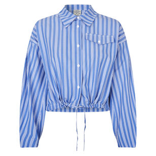 Bryce Striped Cropped Cotton Shirt With Tie