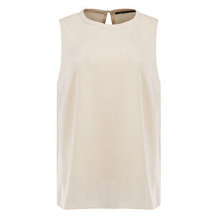 Aura Stretch Silk Georgette Sleeveless Crewneck Blouse