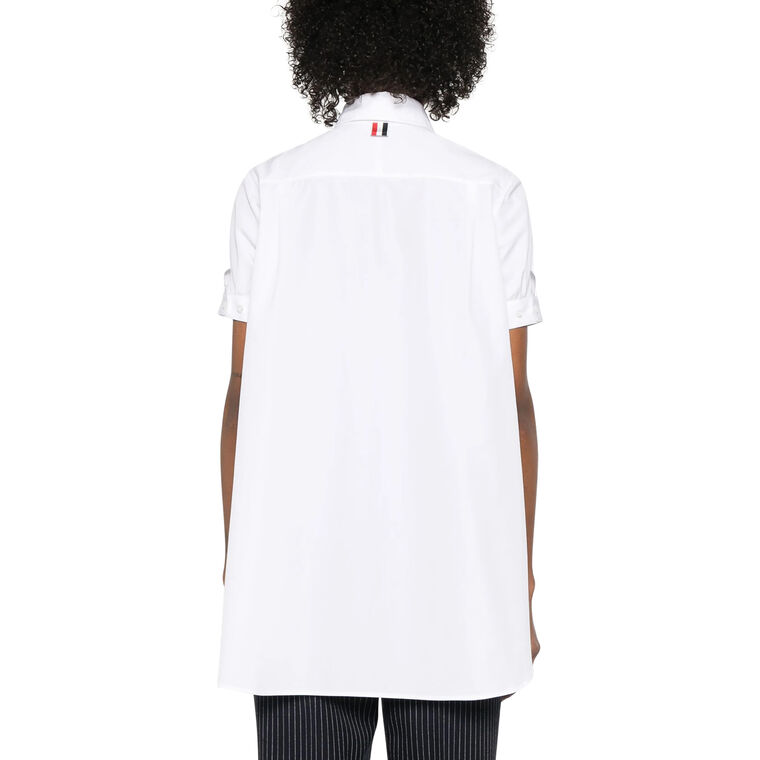 Bib Front Round Collar Button-Up Tunic Shirt image number null
