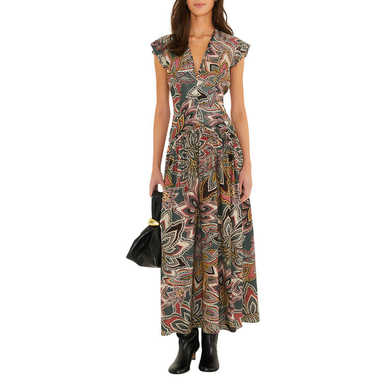Tapestry Flowers Sleeveless Maxi Dress image number null
