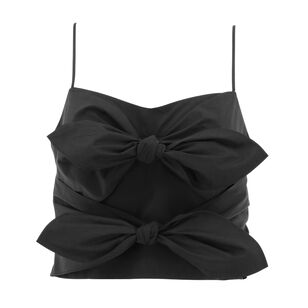 Shira Poplin Double Tie Front Top