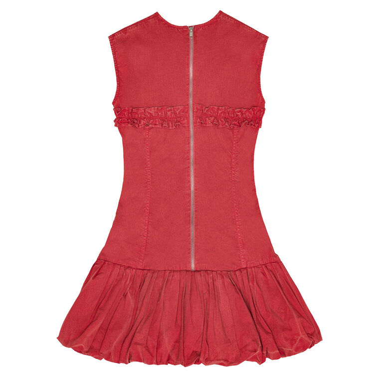 Washed Cotton Bubble Hem Corset Mini Dress image number null