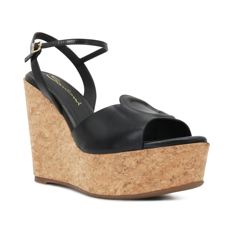 Nizza Leather Buckle Cork Wedge Sandal image number null