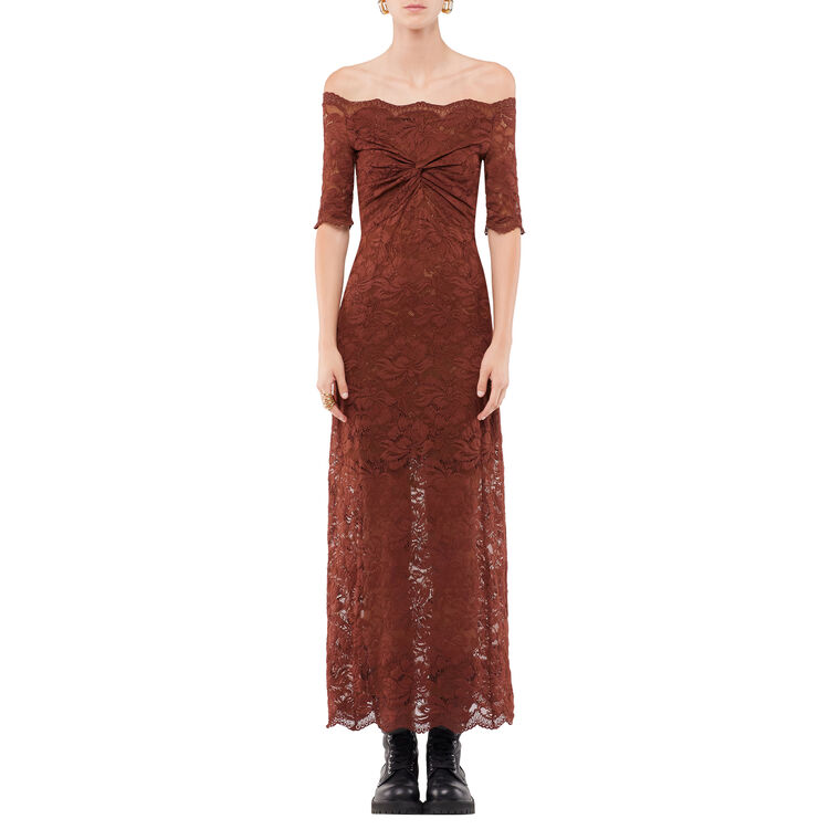Short Sleeve Lace Midi Dress image number null