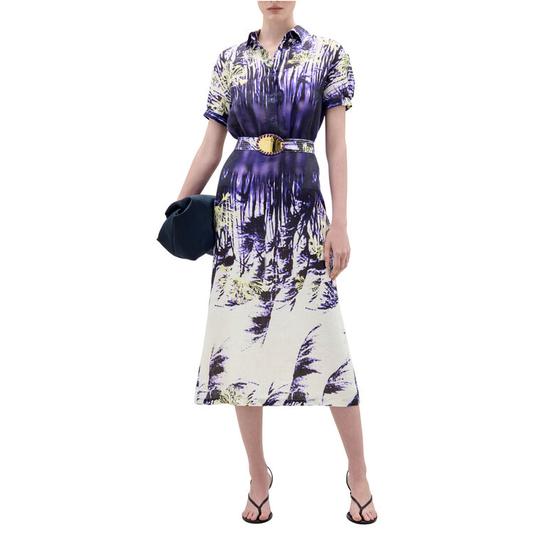 Lee Short Sleeve Belted Linen Midi Dress image number null