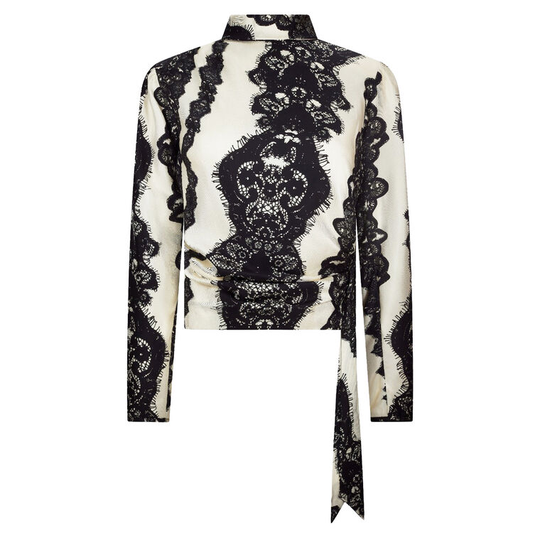 Venetian Lace Side Tie Blouse image number null