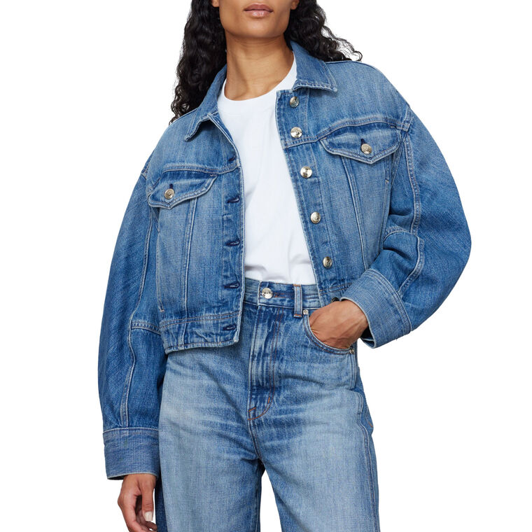 The Mhor Cropped Denim Jacket image number null