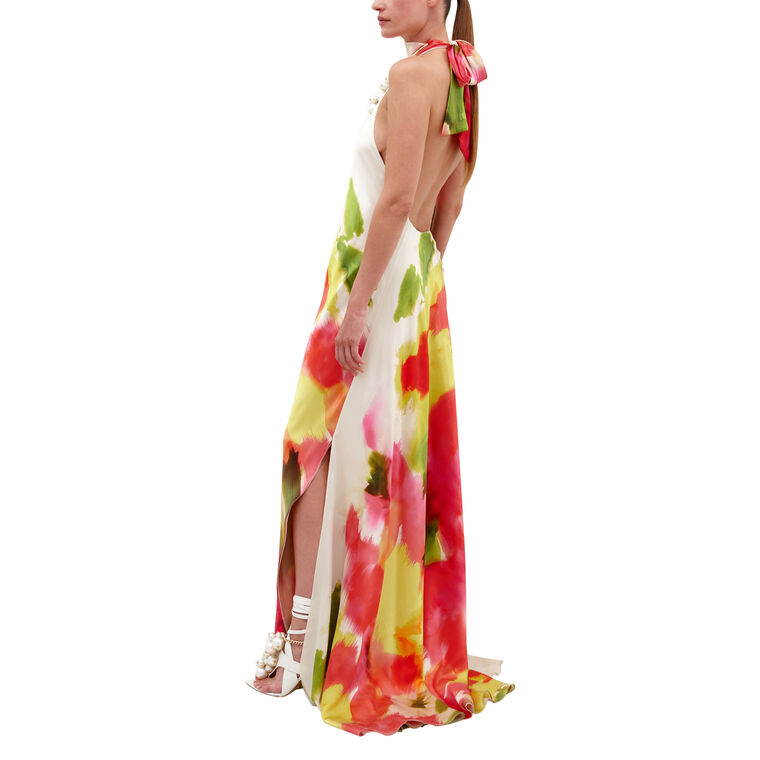 Sherry Halterneck Silk Maxi Dress image number null