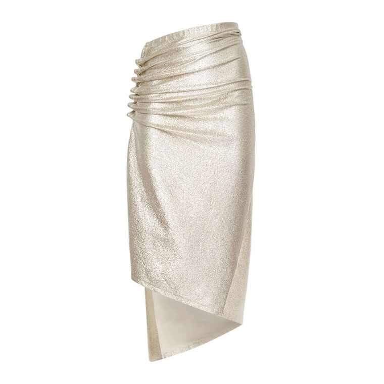 Side Ruched Drape Pression Slit Skirt image number null