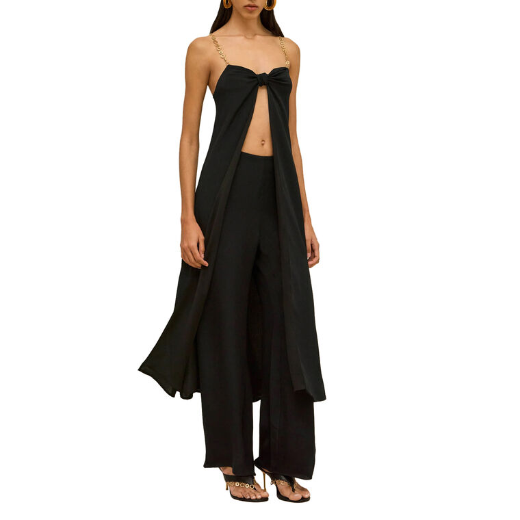 Rixie Sleeveless Chain-Strap Silk Top image number null
