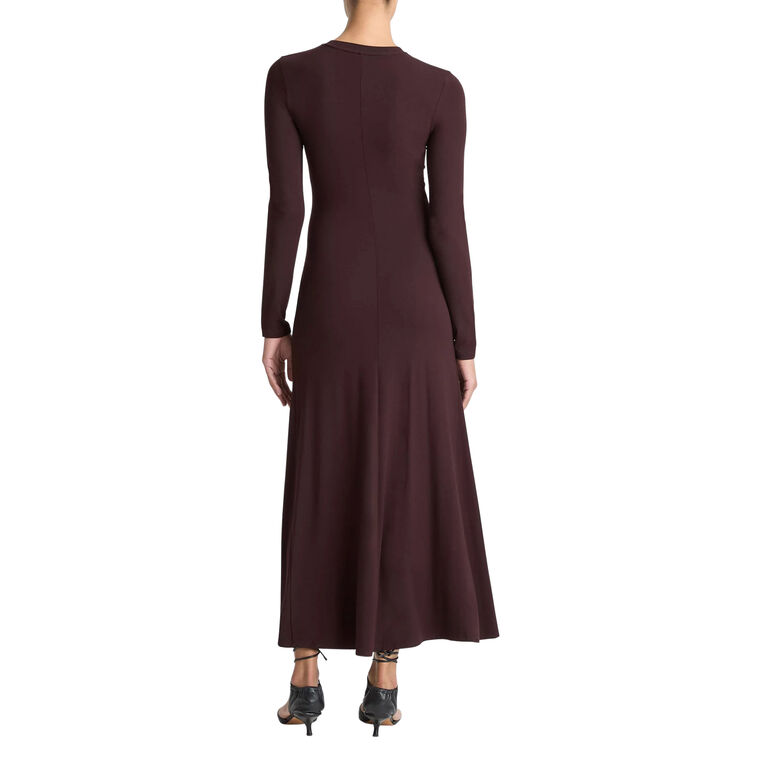 Long Sleeve Ruched-Seam Midi Dress image number null