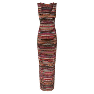 Sleeveless Long Knit Dress With Wave Pattern