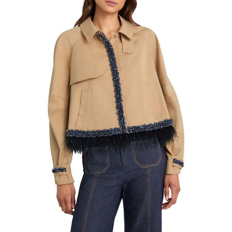 Carmila Feather Trim Sequin Detail Jacket image number null